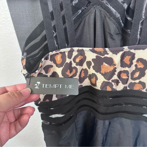 Brown and Black Leopard Print One Piece Swimsuit - Picture 4 of 10